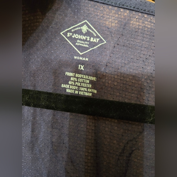 3 For $30 St. John's Bay Navy Tunic with Orange and White Floral Design - Picture 2 of 3